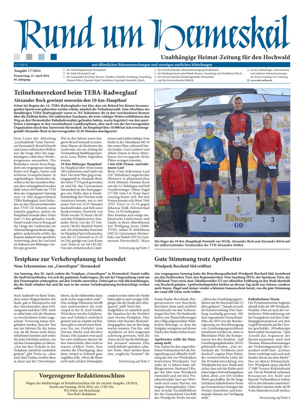 Rund um Hermeskeil Titelblatt 17/2024