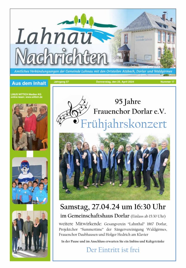 Lahnau Nachrichten Titelblatt 17/2024