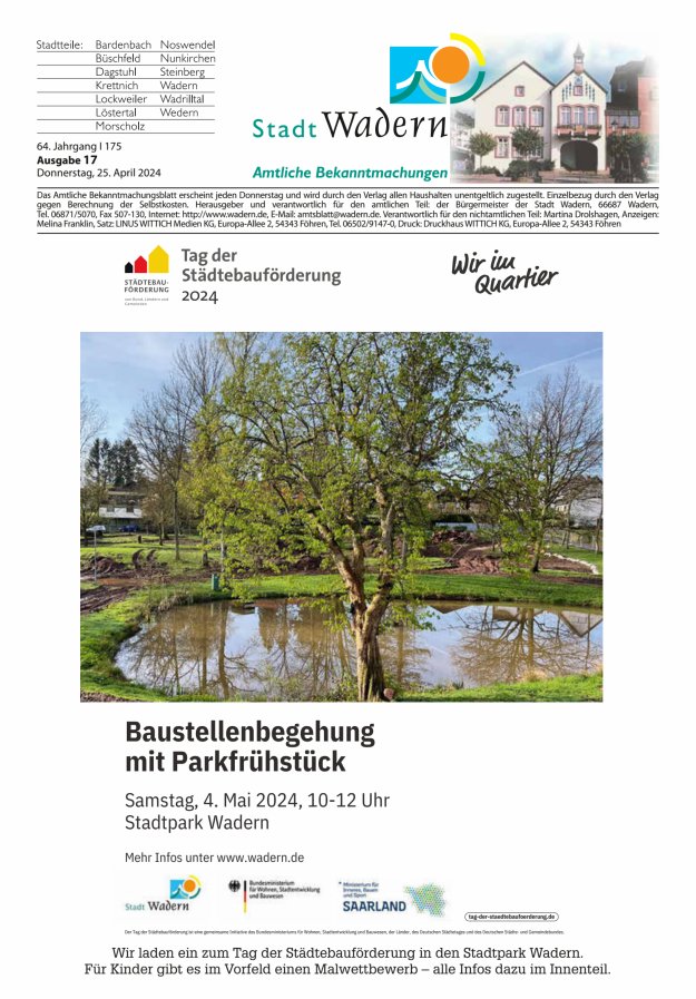 Stadt Wadern Titelblatt 17/2024