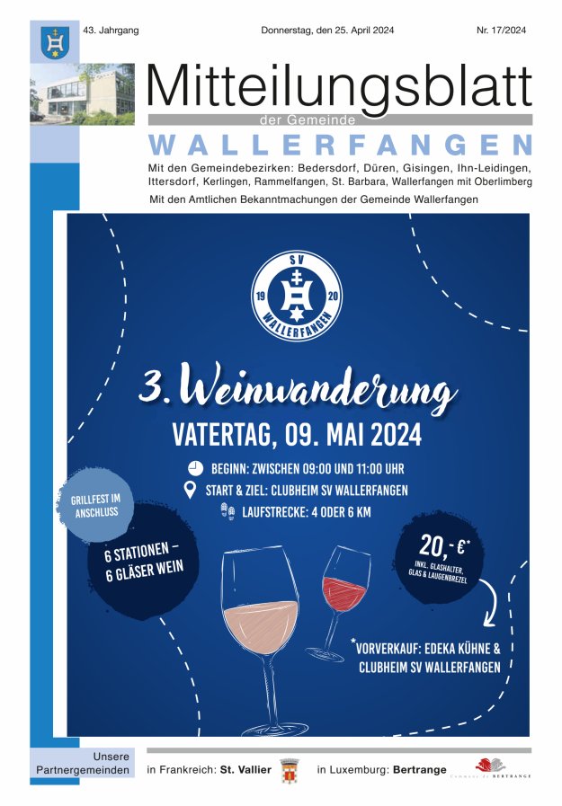 Mitteilungsblatt Gemeinde Wallerfangen Titelblatt 17/2024