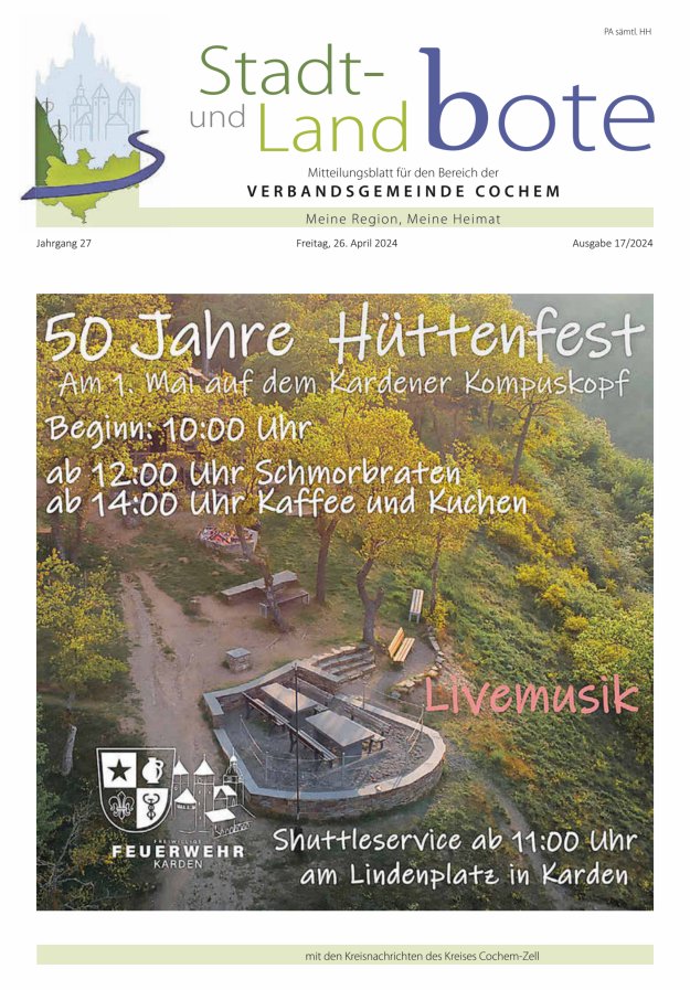 Stadt- und Landbote VG Cochem Titelblatt 17/2024