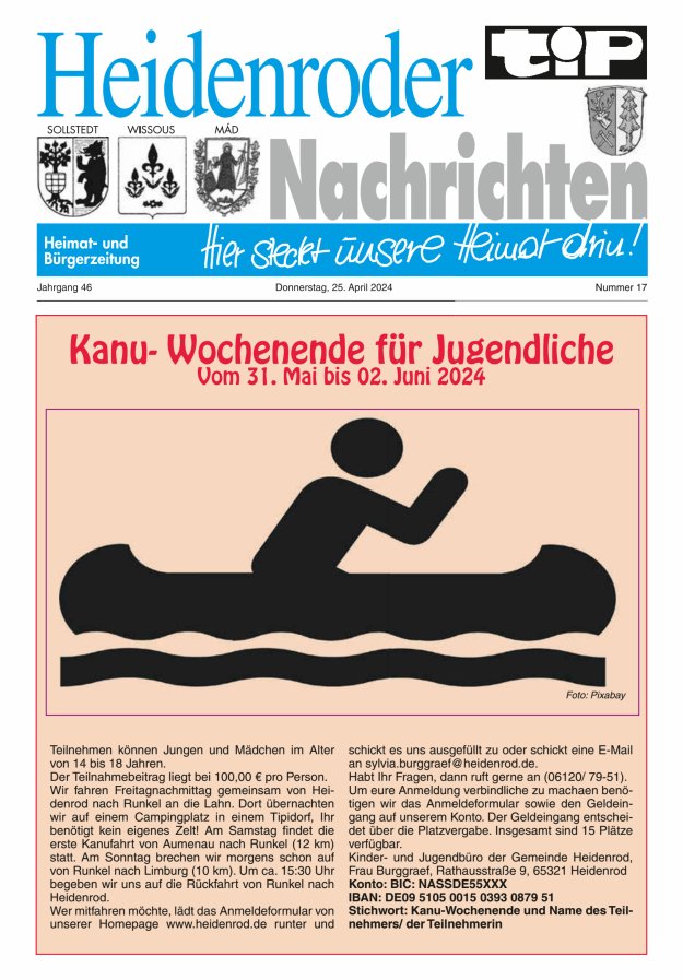 "tip" Heidenroder Nachrichten Titelblatt 17/2024