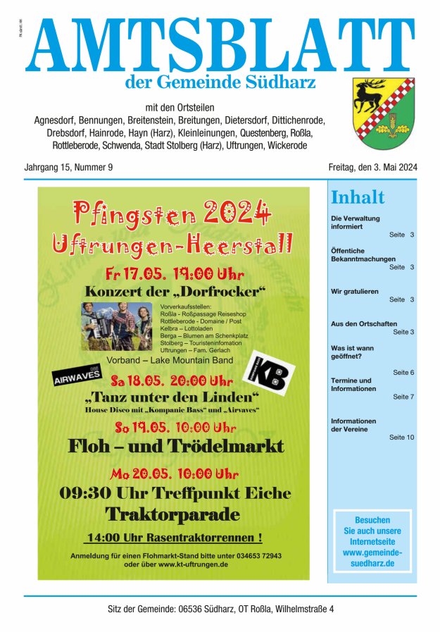Amtsblatt der Gemeinde Südharz Titelblatt 09/2024