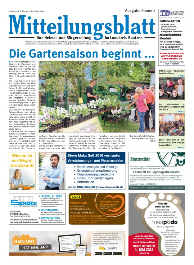 Mitteilungsblatt LK Bautzen Ausgabe Kamenz Titelblatt 16/2024