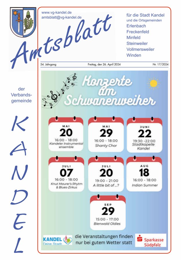 Amtsblatt VG Kandel Titelblatt 17/2024