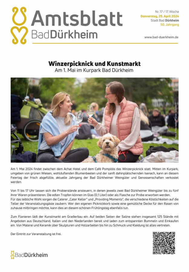 Bad Dürkheimer Woche Titelblatt 17/2024