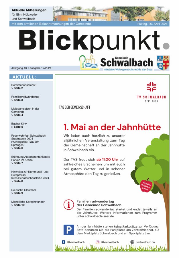Blickpunkt Schwalbach Titelblatt 17/2024