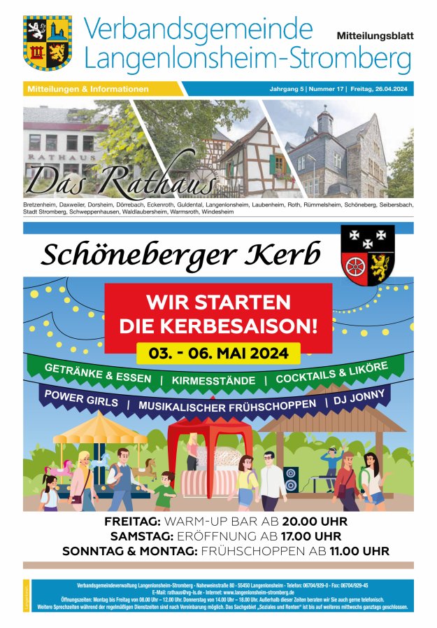 Das Rathaus - MTB d VG Langenlonsheim-Stromberg Titelblatt 17/2024