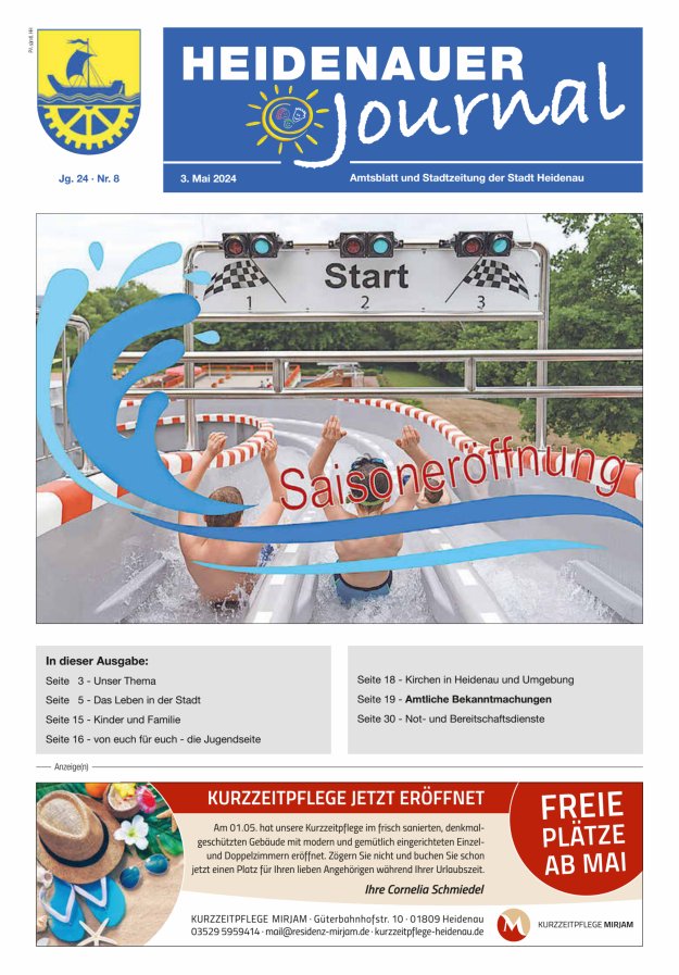 Heidenauer Journal - Amtsblatt und Stadtzeitung der Stadt Heidenau Titelblatt 08/2024