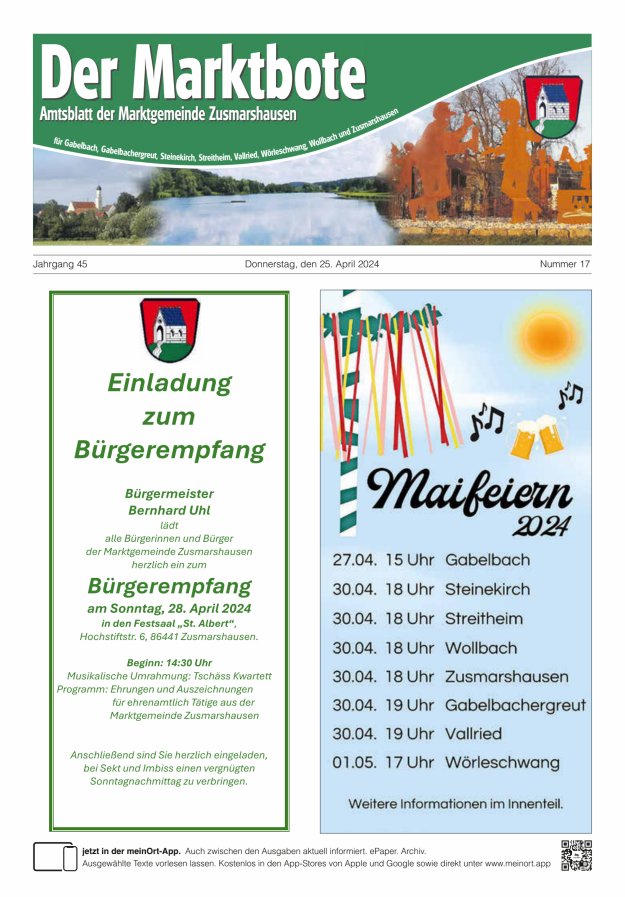 Zusmarshausen - Der Marktbote Titelblatt 17/2024