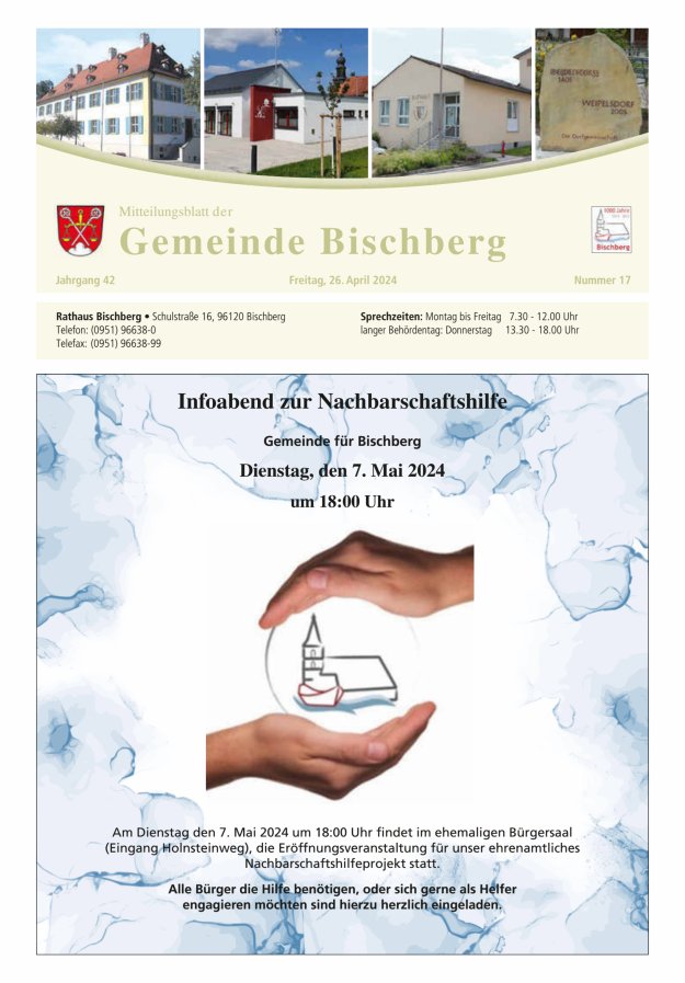 Mitteilungsblatt der Gemeinde Bischberg Titelblatt 17/2024