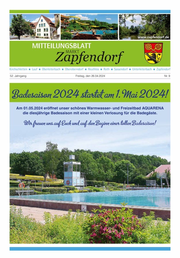 Mitteilungsblatt Markt Zapfendorf Titelblatt 09/2024