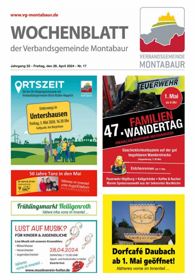 Wochenblatt der Verbandsgemeinde Montabaur Titelblatt 17/2024