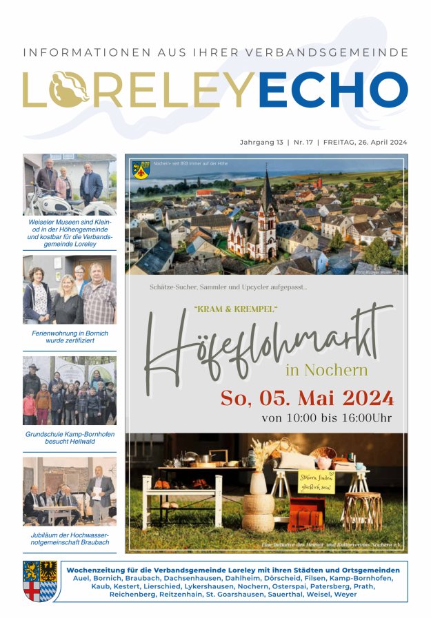Loreley-Echo - Mitteilungsblatt der Verbandsgemeinde Loreley Titelblatt 17/2024