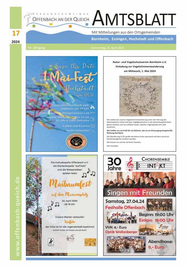 Amtsblatt VG Offenbach an der Queich Titelblatt 17/2024