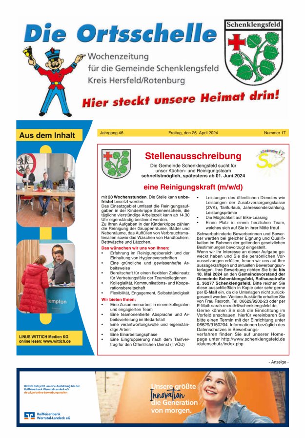 Die Ortsschelle Titelblatt 17/2024