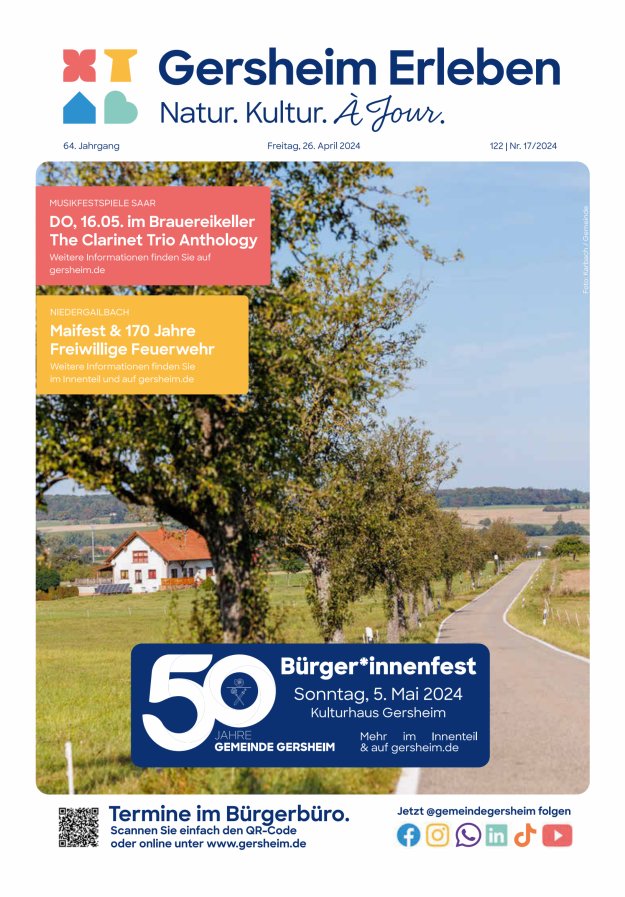 Bekanntmachungsblatt der Gemeinde Gersheim Titelblatt 17/2024