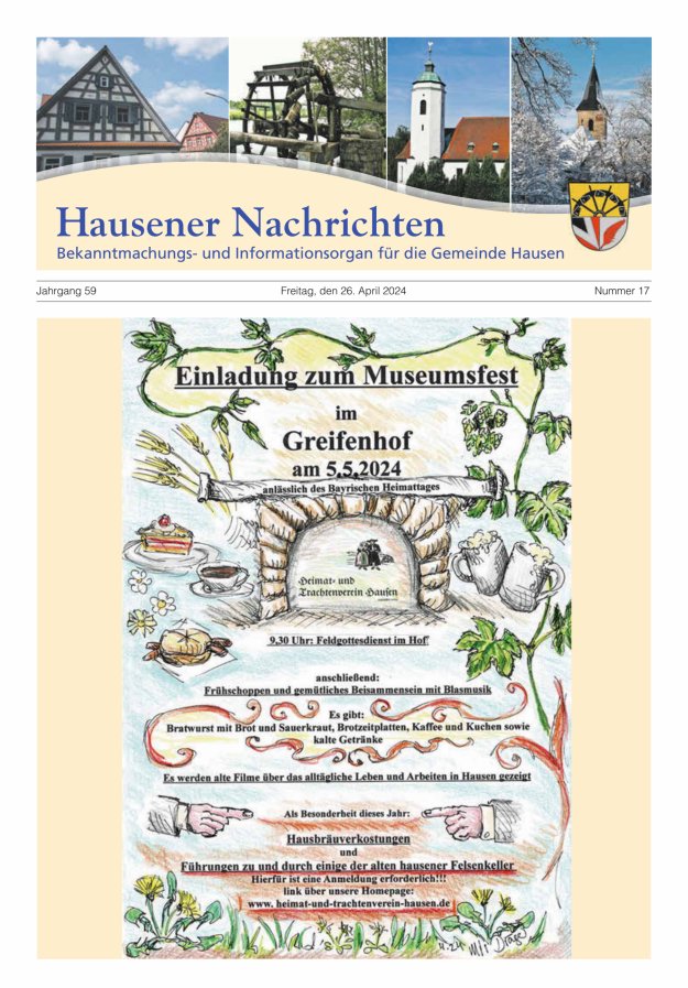 Hausener Nachrichten Titelblatt 17/2024