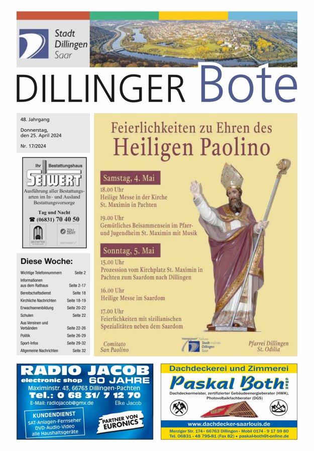 Dillinger Bote Titelblatt 17/2024