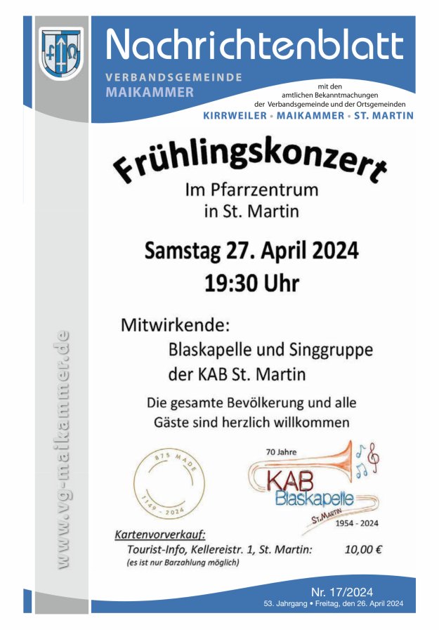 Nachrichtenblatt VG Maikammer Titelblatt 17/2024