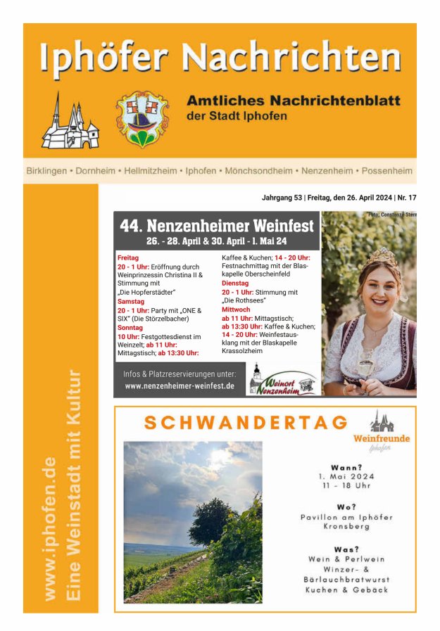 Iphöfer Nachrichten Titelblatt 17/2024