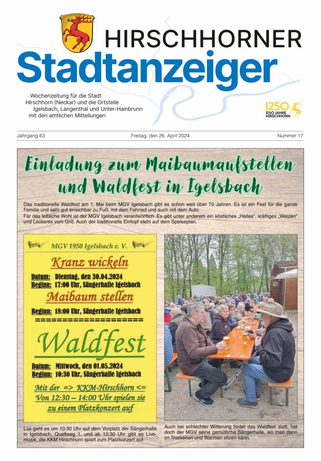 Hirschhorner Stadtanzeiger Titelblatt 17/2024