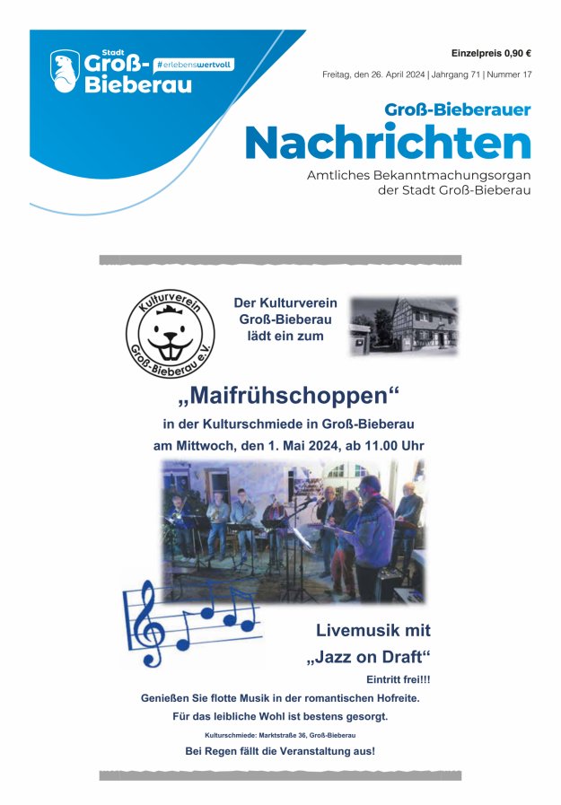 Groß-Bieberauer Nachrichten Titelblatt 17/2024