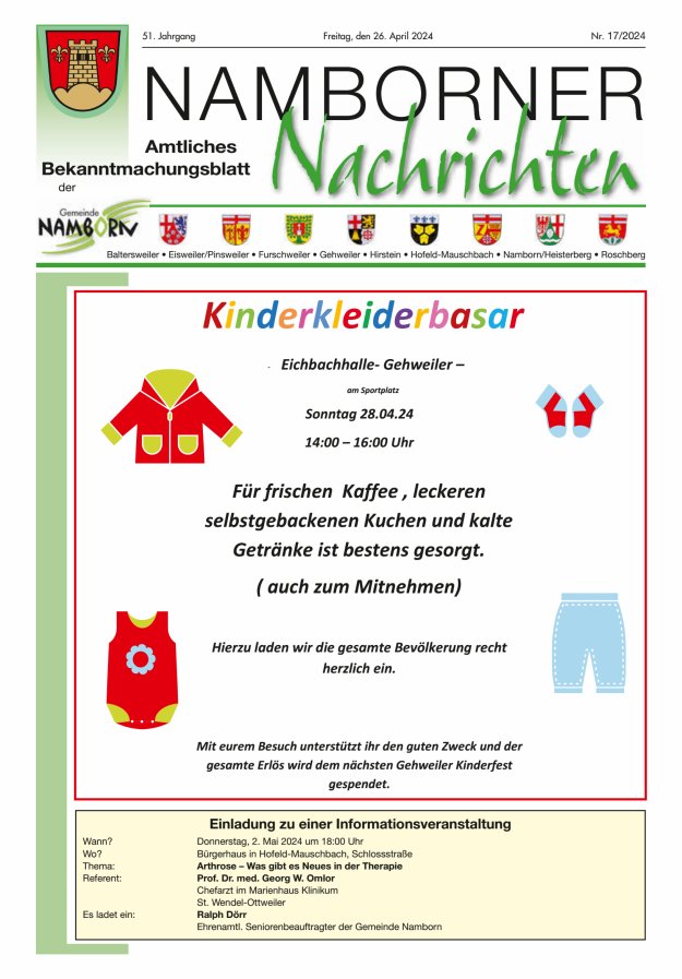 Namborner Nachrichten Titelblatt 17/2024