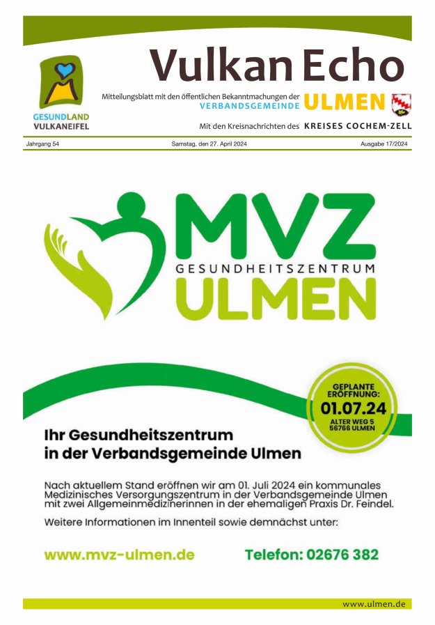 Vulkan Echo VG Ulmen Titelblatt 17/2024