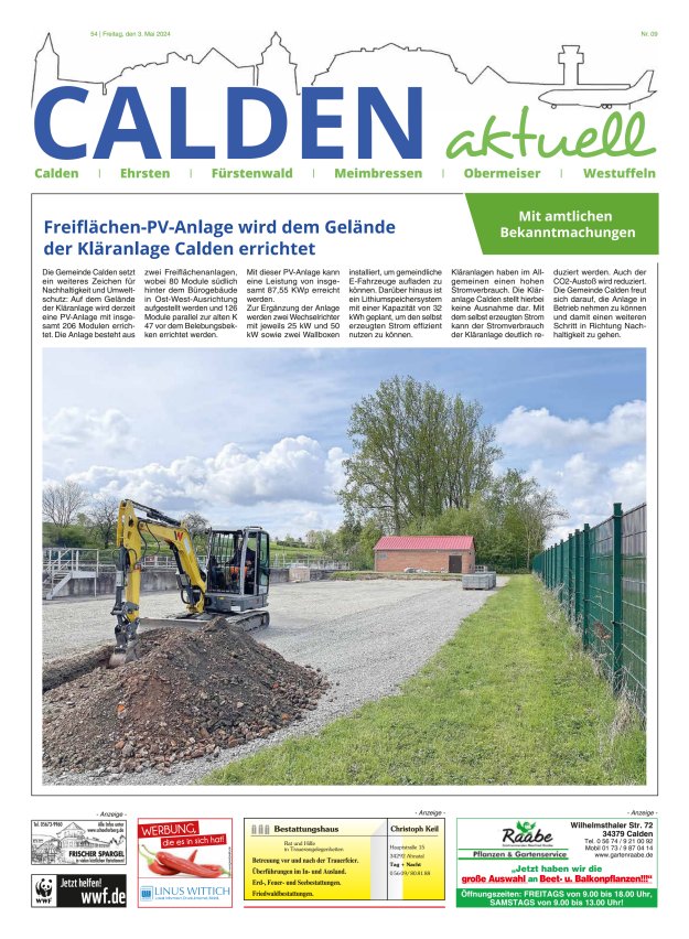 Calden aktuell Titelblatt 09/2024