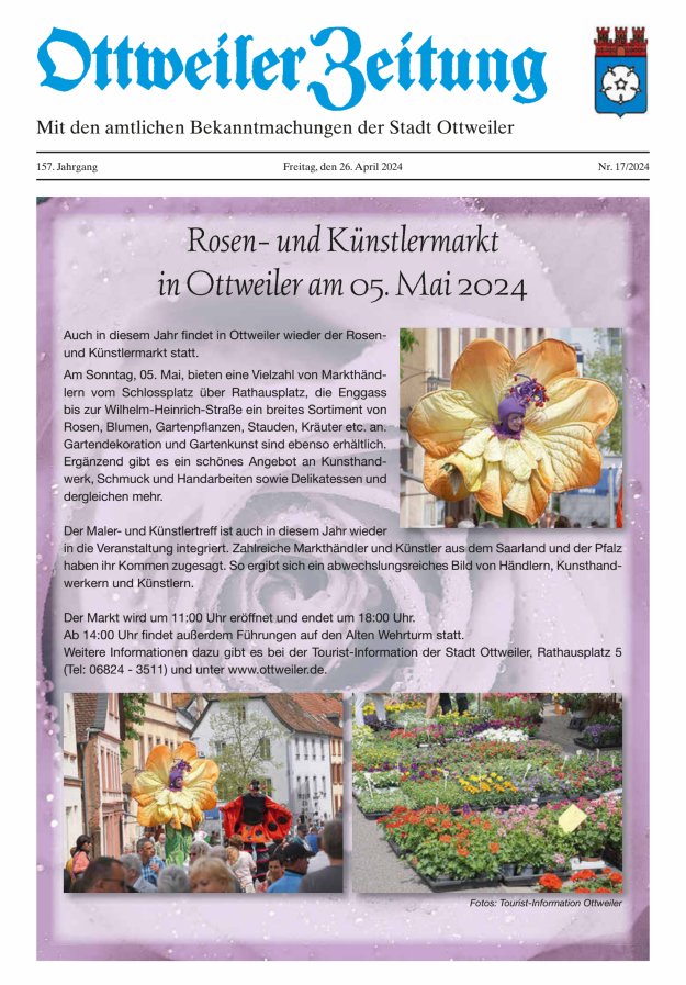 Ottweiler Zeitung Titelblatt 17/2024