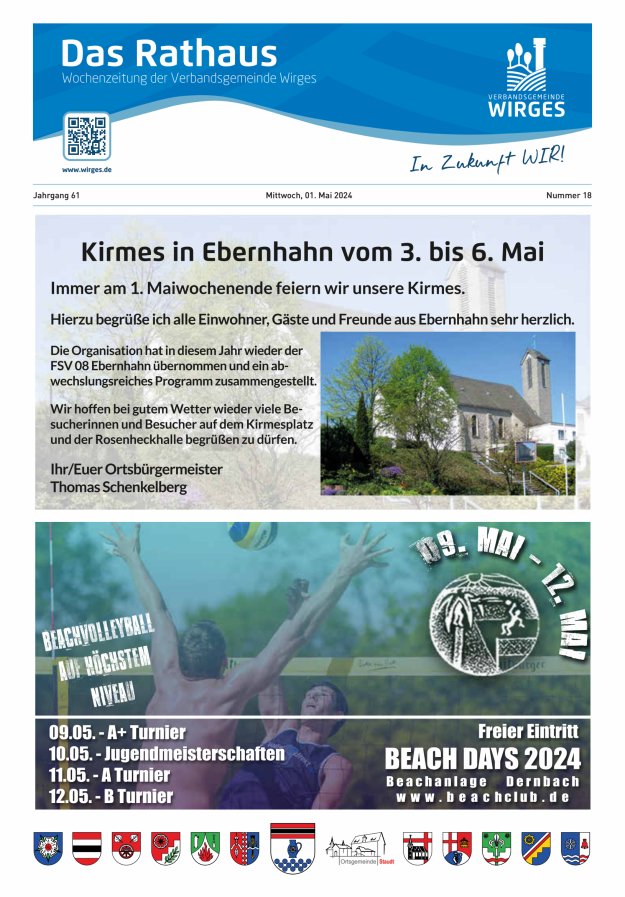 Das Rathaus - Informationen für die Bürger in der VG Wirges Titelblatt 18/2024