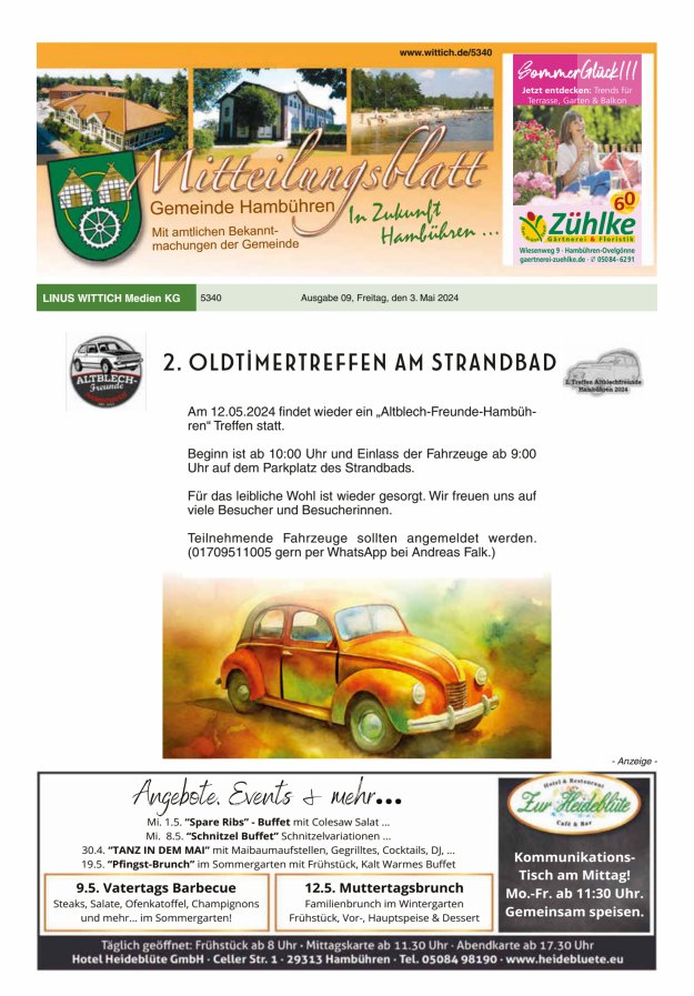 Mitteilungsblatt der Gemeinde Hambühren Titelblatt 09/2024