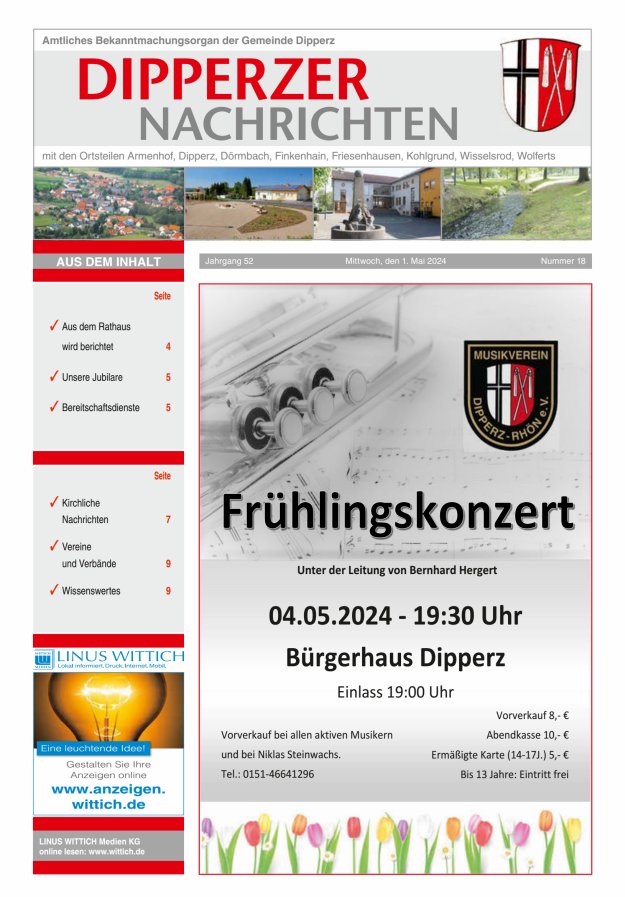 Dipperzer Nachrichten Titelblatt 18/2024