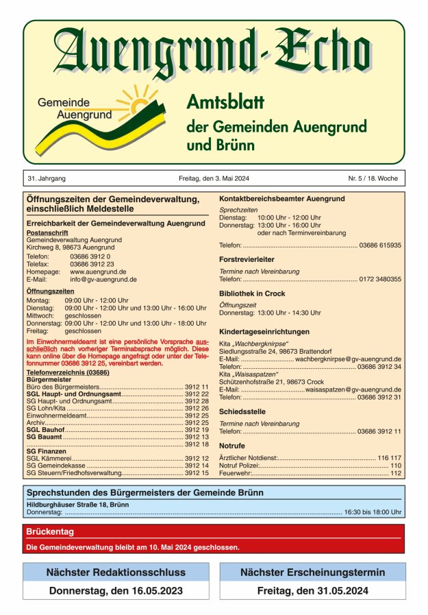 Auengrund-Echo Titelblatt 05/2024