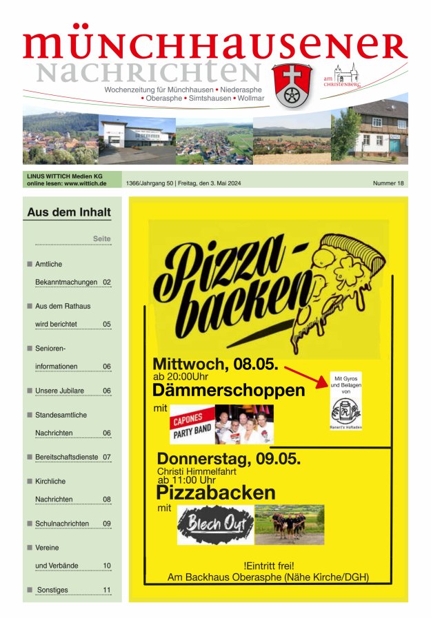 Münchhausener Nachrichten Titelblatt 18/2024