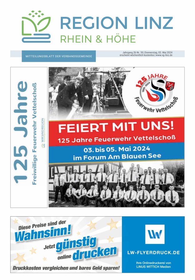 Unsere Verbandsgemeinde Linz am Rhein Titelblatt 18/2024