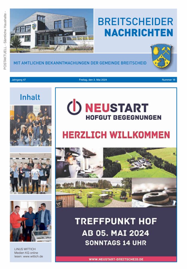 Breitscheider Nachrichten Titelblatt 18/2024