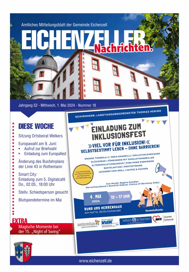 Amtliches Mitteilungsblatt der Gemeinde Eichenzell Titelblatt 18/2024