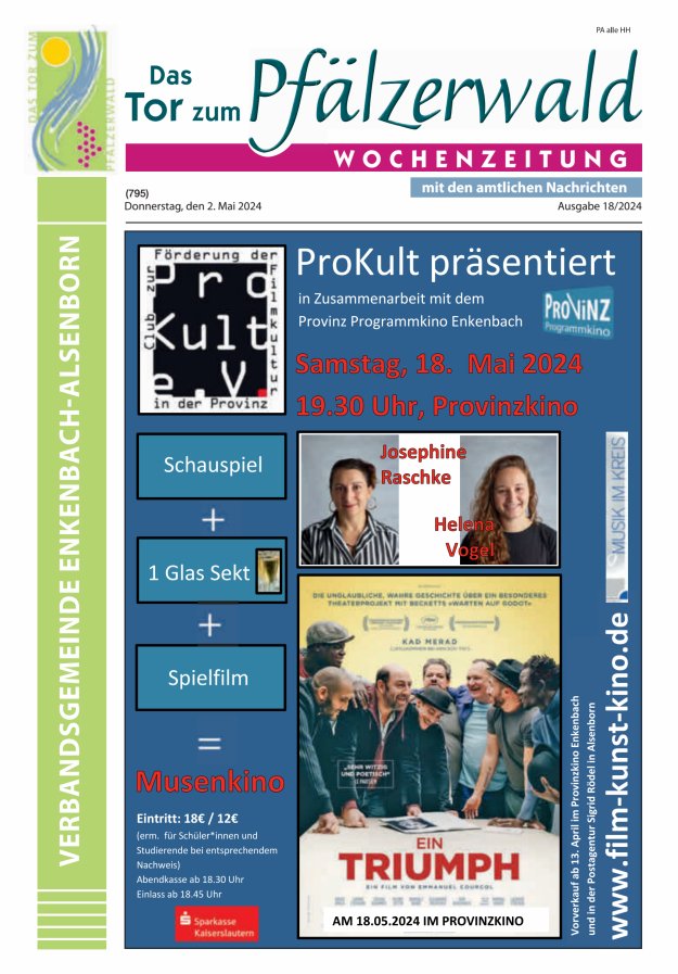 Das Tor zum Pfälzer Wald - VG Enkenbach-Alsenborn Titelblatt 18/2024