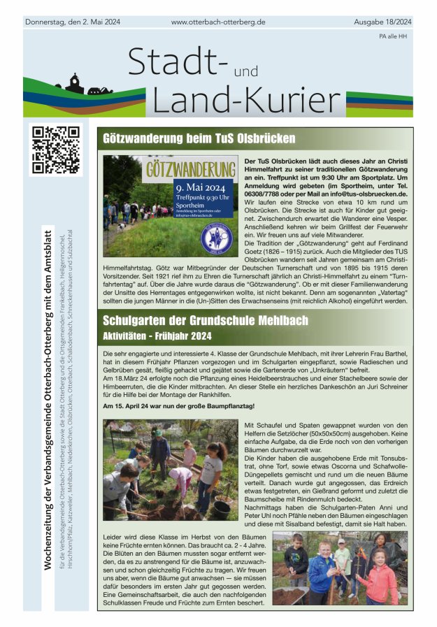 Stadt- und Land-Kurier Otterbach-Otterberg Titelblatt 18/2024