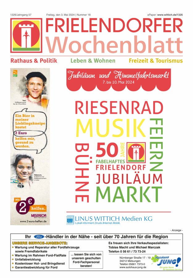 Frielendorfer Wochenblatt Titelblatt 18/2024