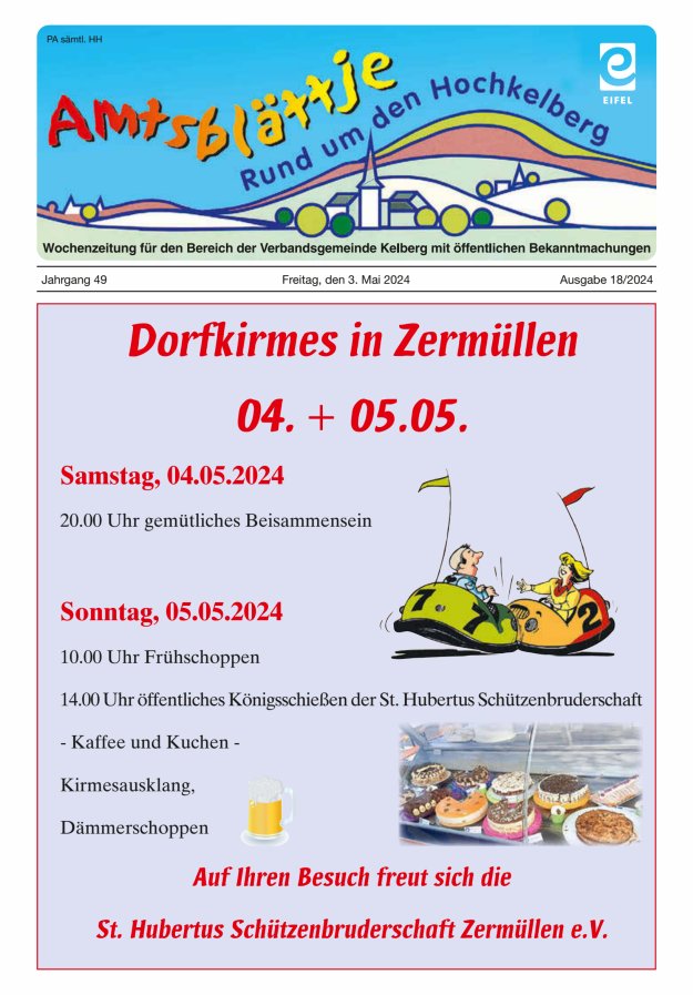 Amtsblättje - Rund um den Hochkelberg Titelblatt 18/2024
