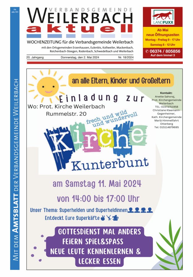 Verbandsgemeinde Weilerbach aktuell Titelblatt 18/2024