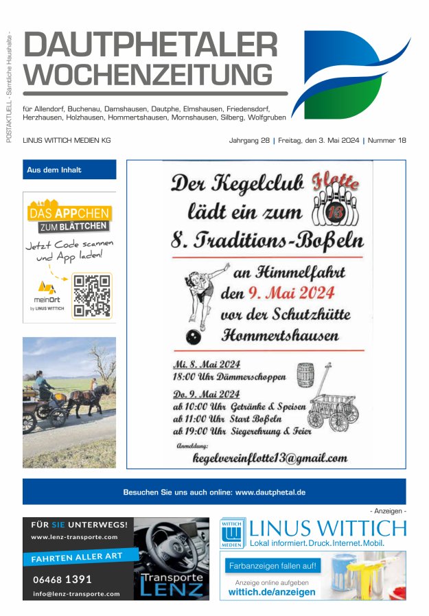 Dautphetaler Wochenzeitung Titelblatt 18/2024