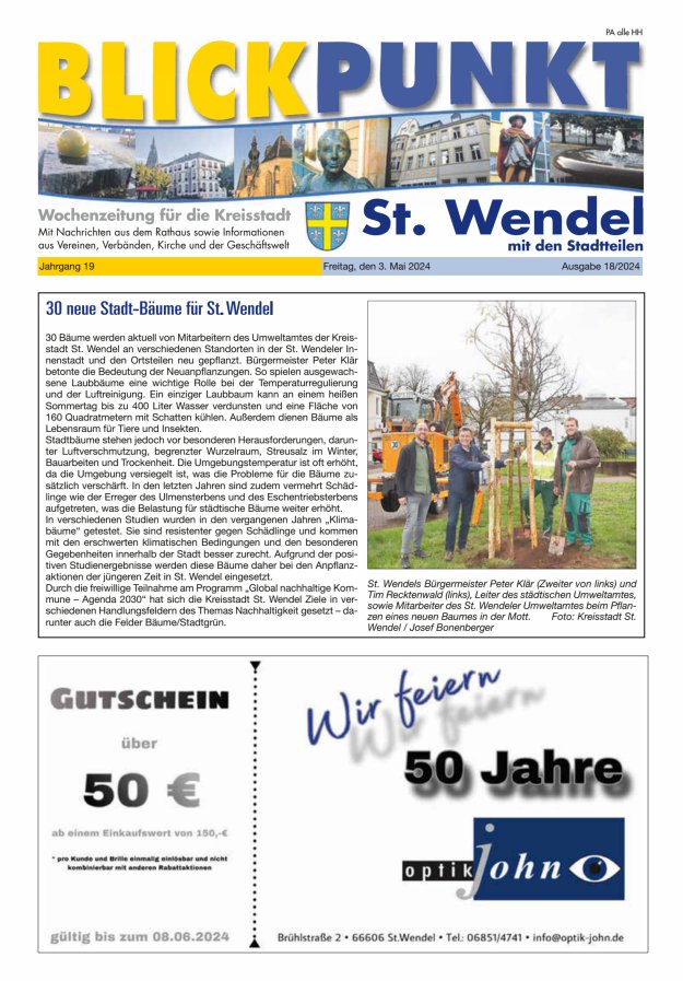 Blickpunkt St Wendel Titelblatt 18/2024