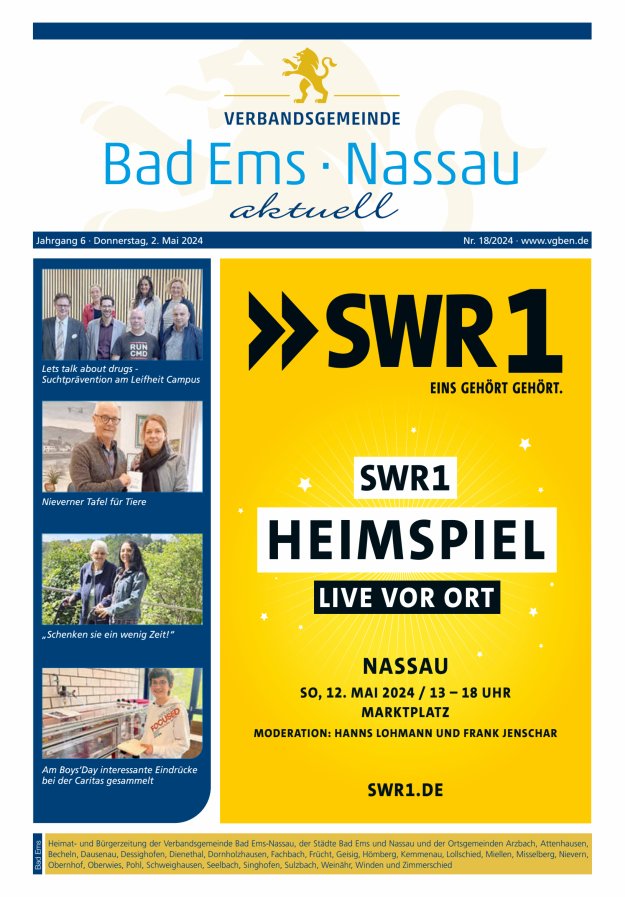 Bad Ems-Nassau aktuell Ausgabe Bad Ems Titelblatt 18/2024