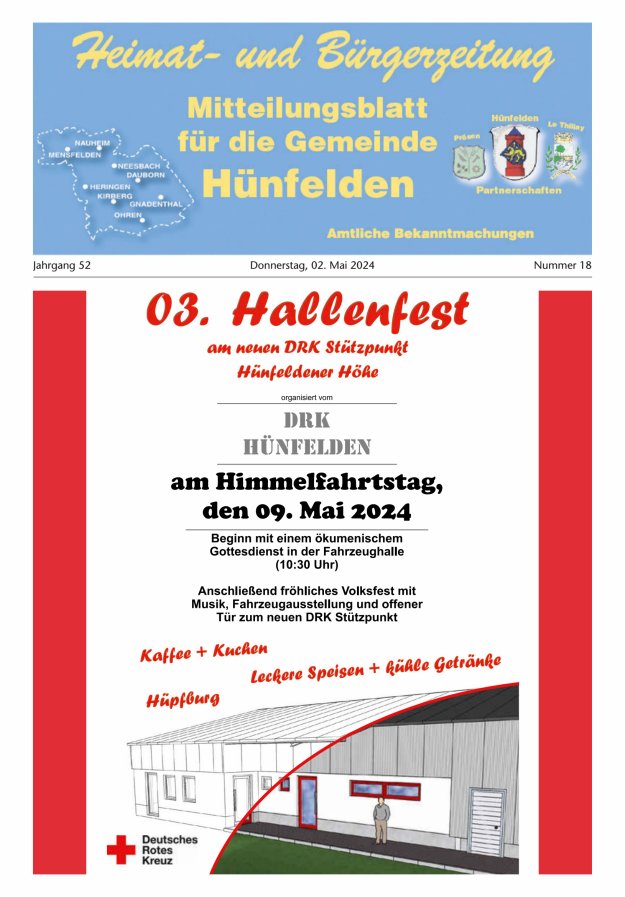 Mitteilungsblatt für die Gemeinde Hünfelden Titelblatt 18/2024