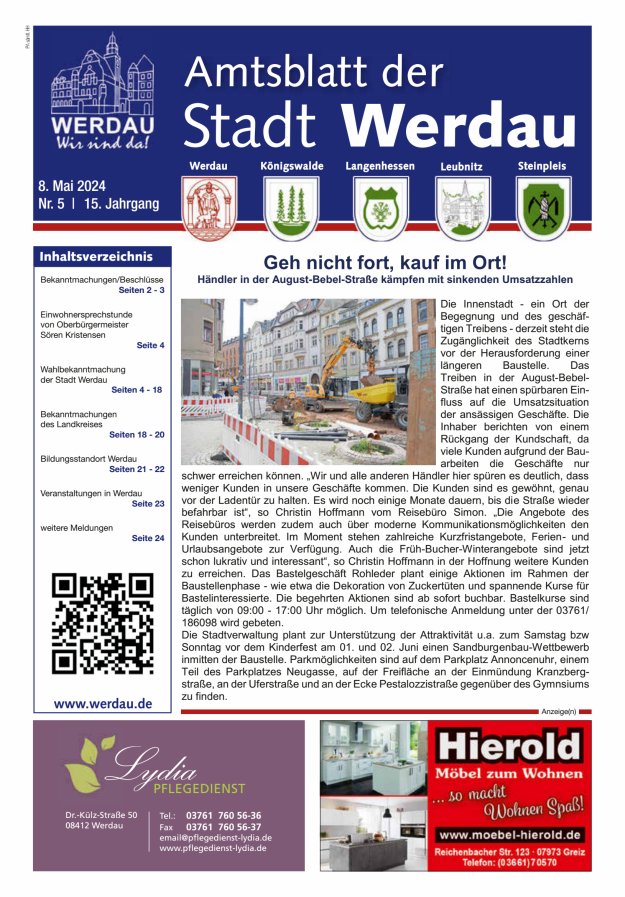 Amtsblatt der Stadt Werdau Titelblatt 05/2024