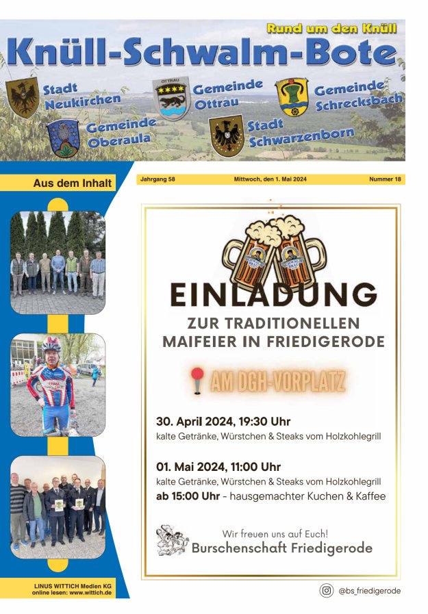 Knüll-Schwalm-Bote Titelblatt 18/2024